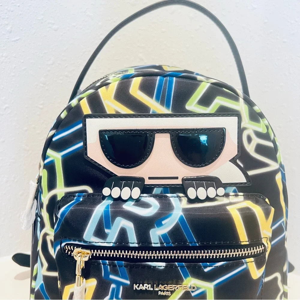 Karl Lagerfeld Paris Amour Neon Letters Black Mini Backpack OS NWT